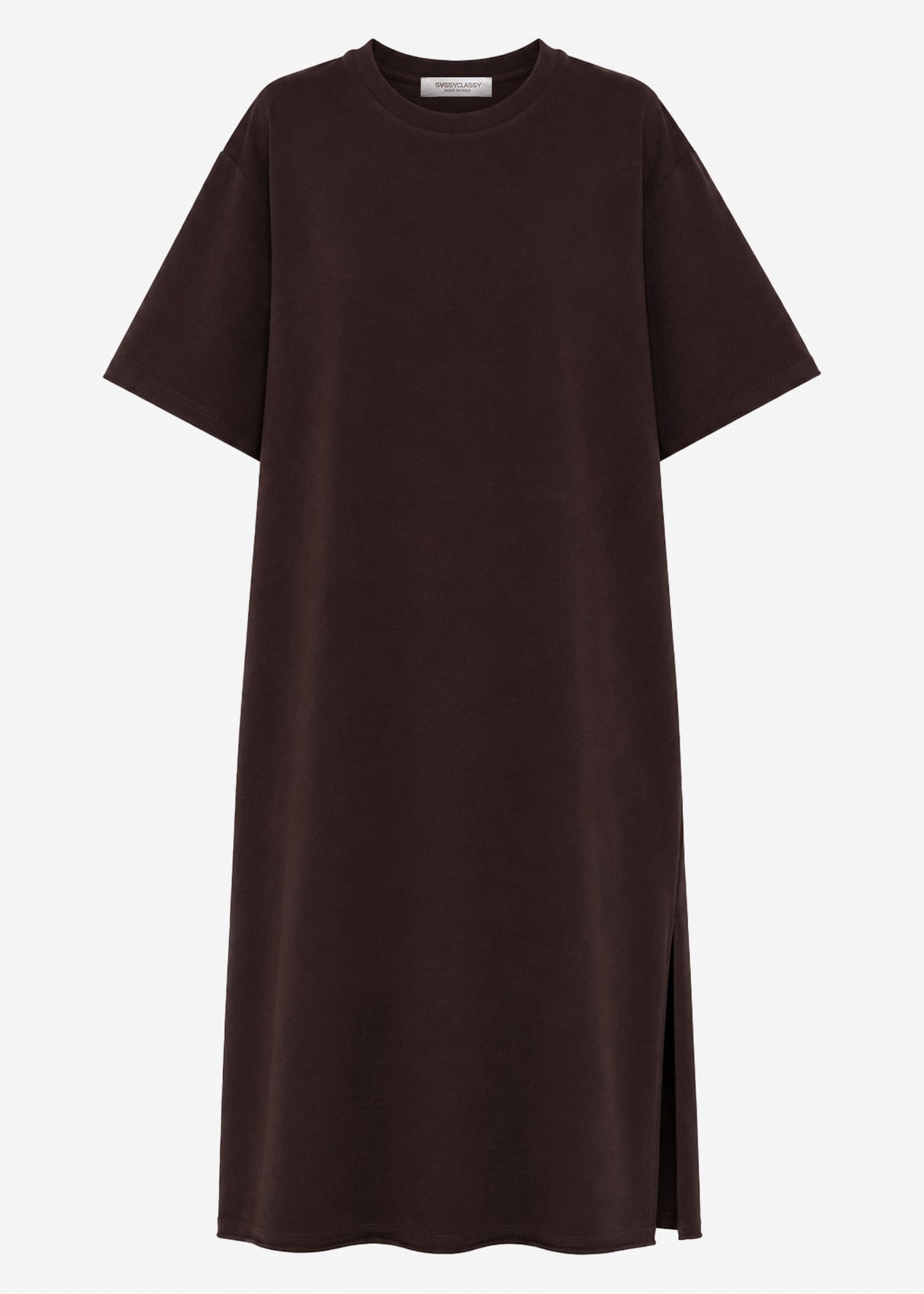 Langes Oversize T-Shirt Kleid - dunkelbraun