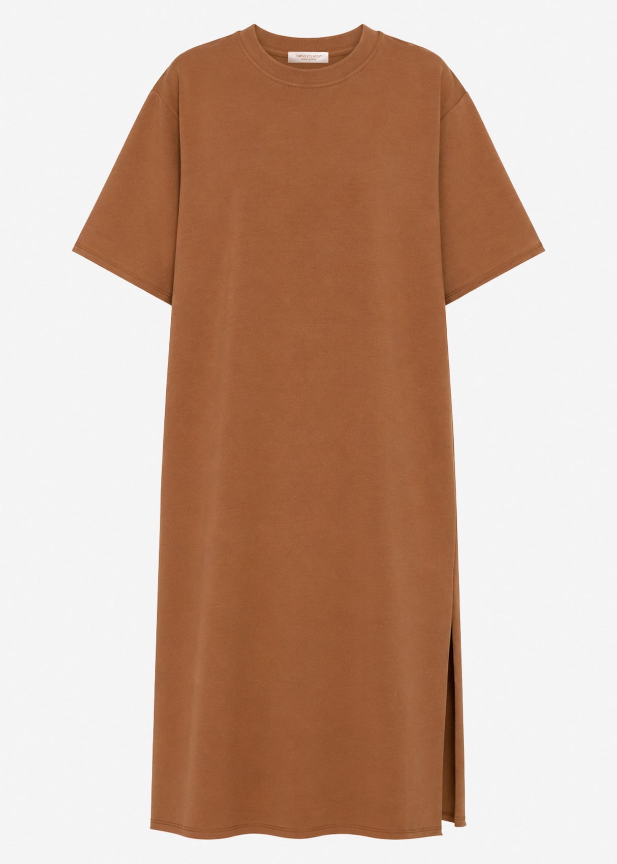 Langes Oversize T-Shirt Kleid - braun