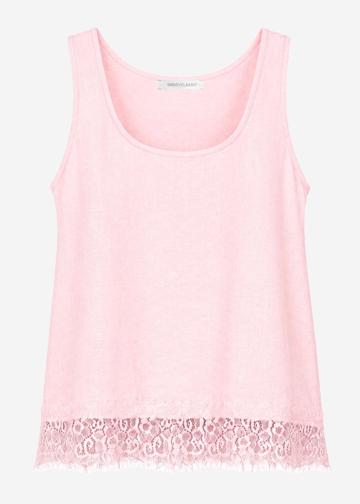 Trägertop mit Spitzenbesatz - rosa
