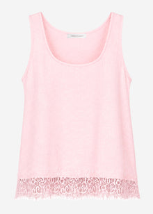 Sleeveless top with lace trim - rose