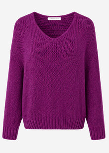 Pullover mit V-Ausschnitt - plum