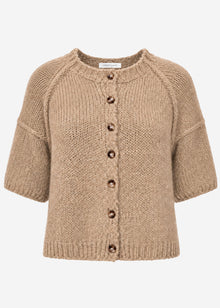 Kurzarm Cardigan mit Außennähten - beige