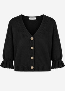 Strickjacke mit 3/4-Ärmeln - schwarz