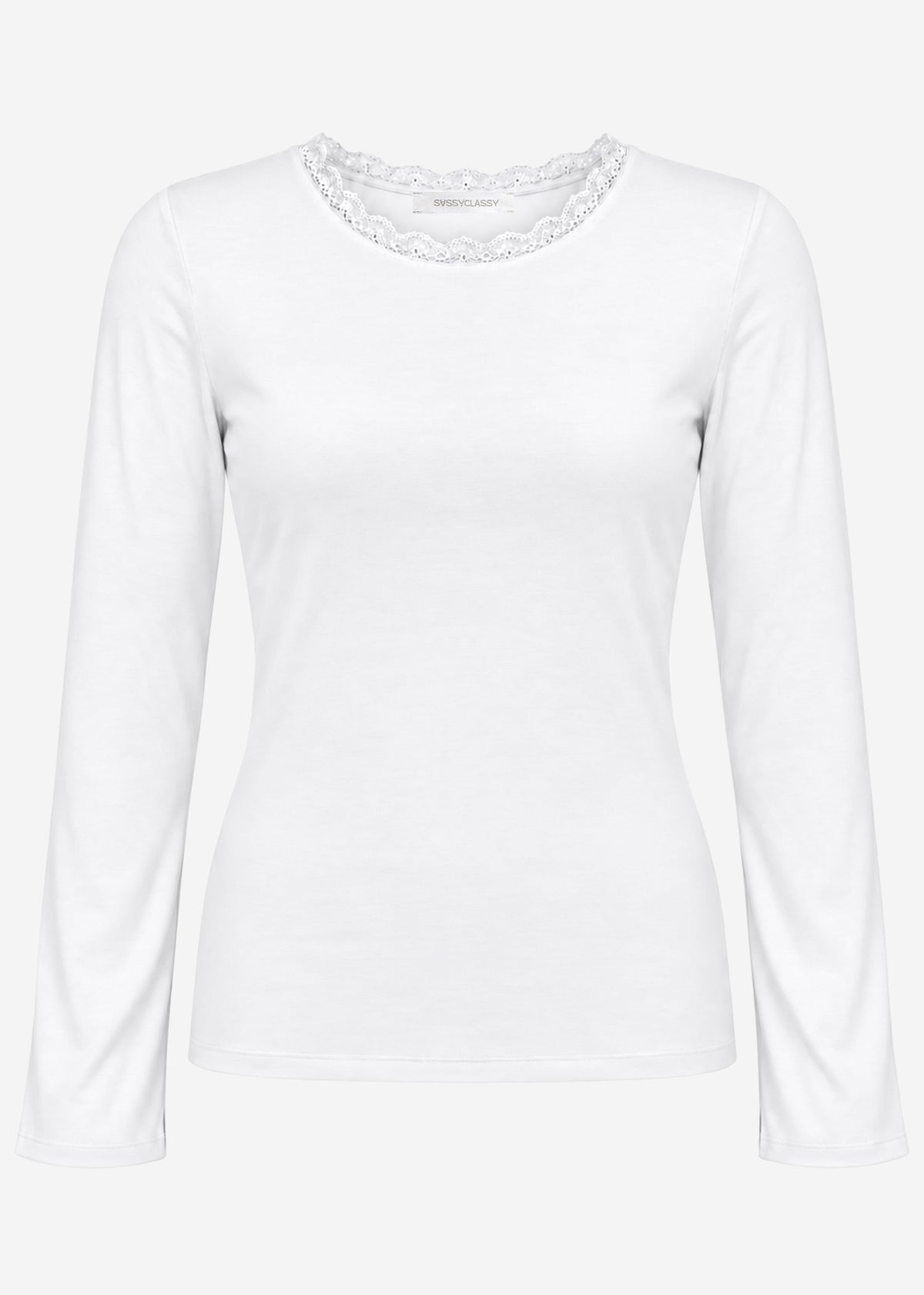 Langarmshirt mit Spitzeneinsatz - offwhite