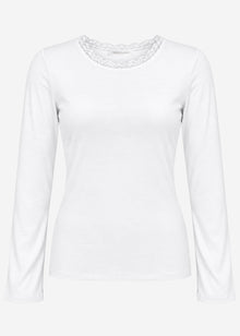 Langarmshirt mit Spitzeneinsatz - offwhite
