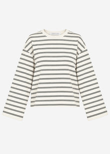 Gestreiftes Langarmshirt mit weiten Ärmeln - offwhite