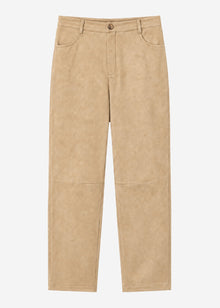 Barrel-Leg Hose in Wildlederoptik - beige