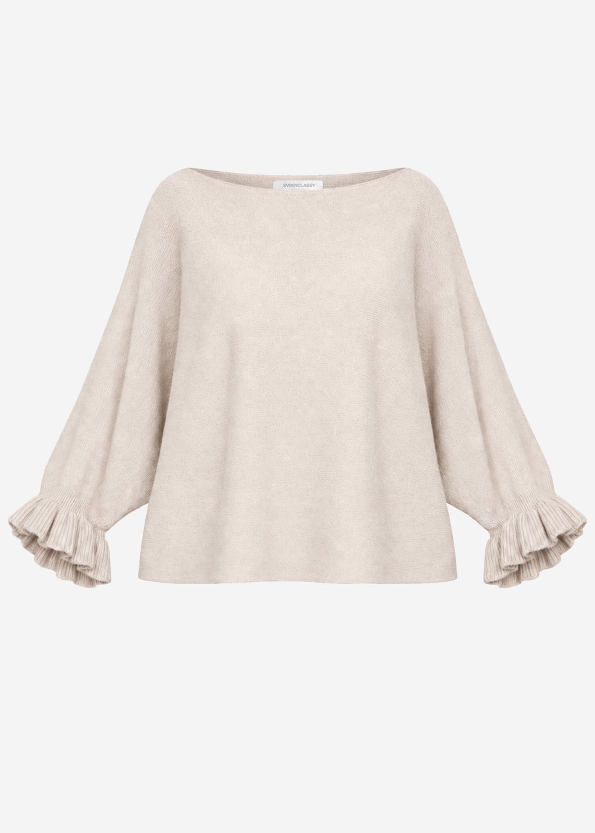 Oversized jumper with boat neck - beige