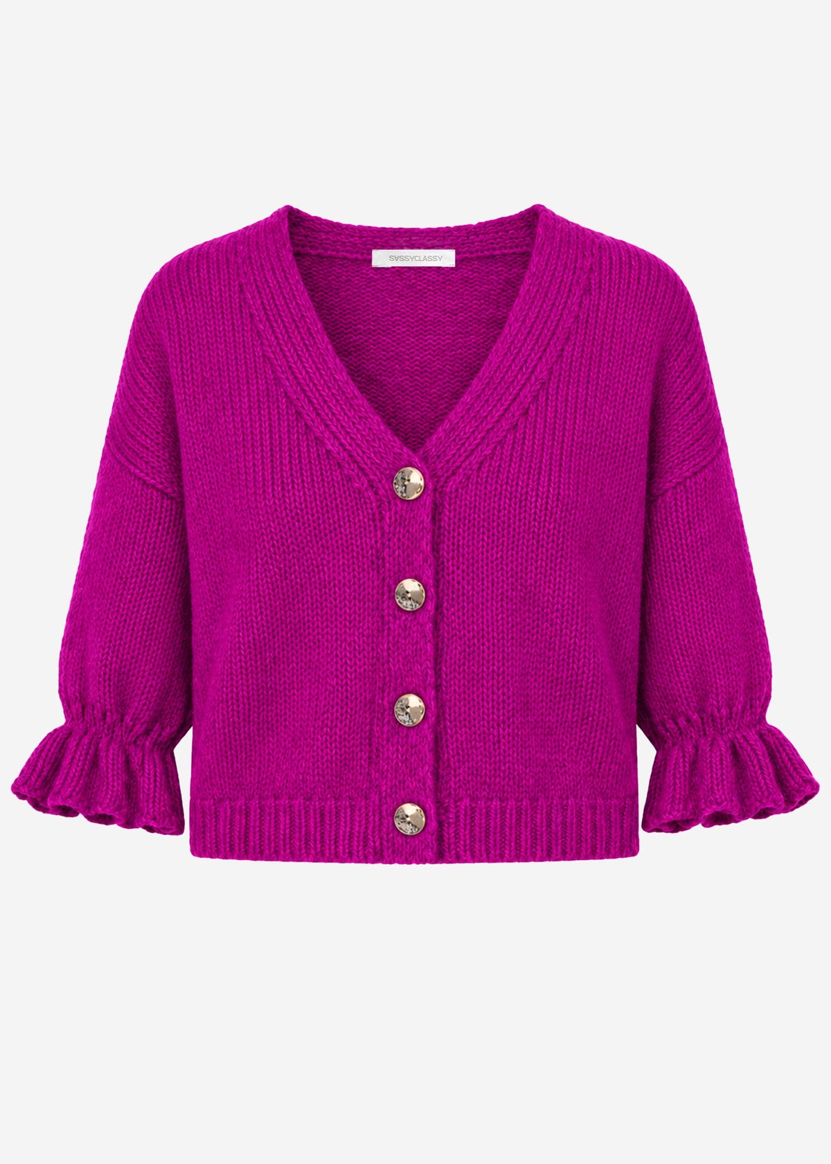 Cardigan with three-quarter sleeves - fuchsia