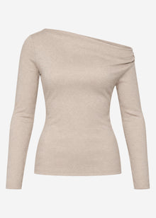 Glitzershirt mit asymmetrischem Ausschnitt - beige