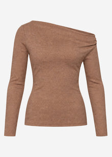 Glitzershirt mit asymmetrischem Ausschnitt - braun