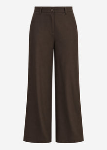 High Waist Hose mit weitem Bein - braun