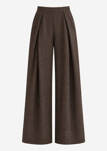 Bundfaltenhose mit weitem Bein - braun