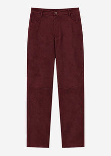 Tall - barrel-leg faux suede trousers - burgundy