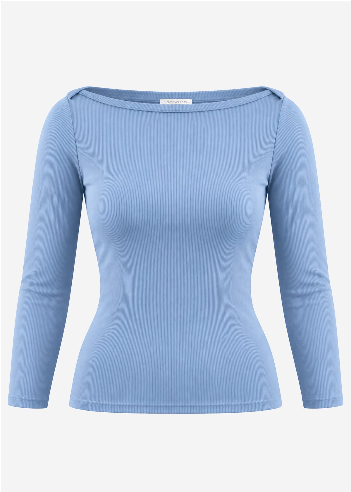3/4 Arm Rippshirt - jeansblau