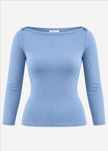3/4 Arm Rippshirt - jeansblau