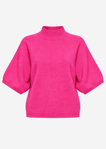 Kurzarm Strickpullover mit weiten Raglanärmeln - pink