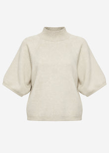 Kurzarm Strickpullover mit weiten Raglanärmeln - greige