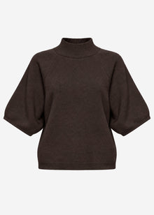 Kurzarm Strickpullover mit weiten Raglanärmeln - braun