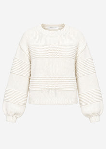 Strickpullover mit Strukturstreifen - offwhite