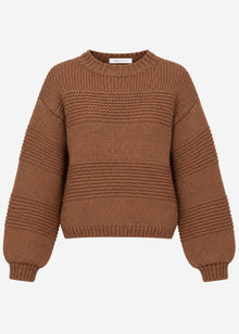 Strickpullover mit Strukturstreifen - camel