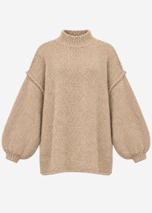 Oversized Grobstrickpullover - beige