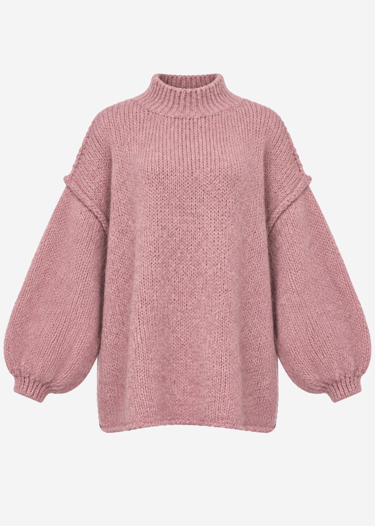 Oversized Grobstrickpullover - altrosa