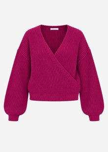 Pullover mit Wickeloptik - beere