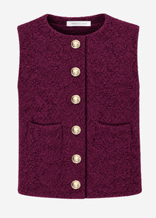 Bouclé-Weste mit Taschen - plum