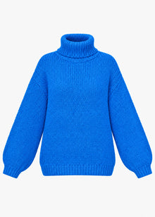 Oversized roll neck jumper - blue
