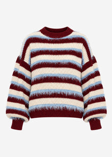 Striped oversized jumper - burgundy-beige