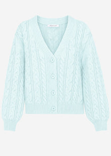 Strickjacke mit Zopfmuster - eisblau