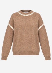 Pullover mit Ziernähten und Wollanteil - braun