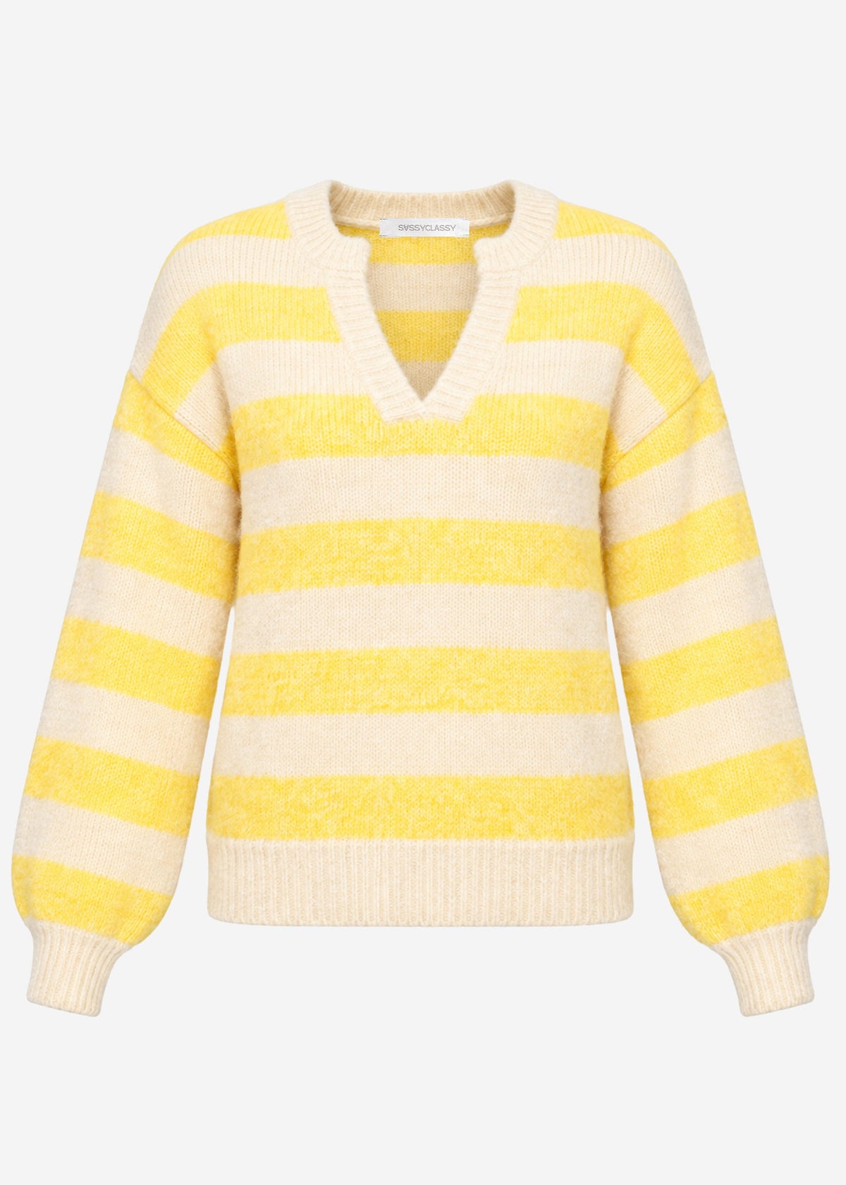 Striped jumper with trim - beige-yellow