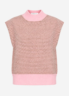 Geringelter Pullunder mit Stehkragen - rosa-taupe