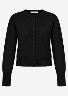 Fine knit cardigan with textured pattern - black