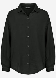 Musselin Bluse oversize, kurz - schwarz