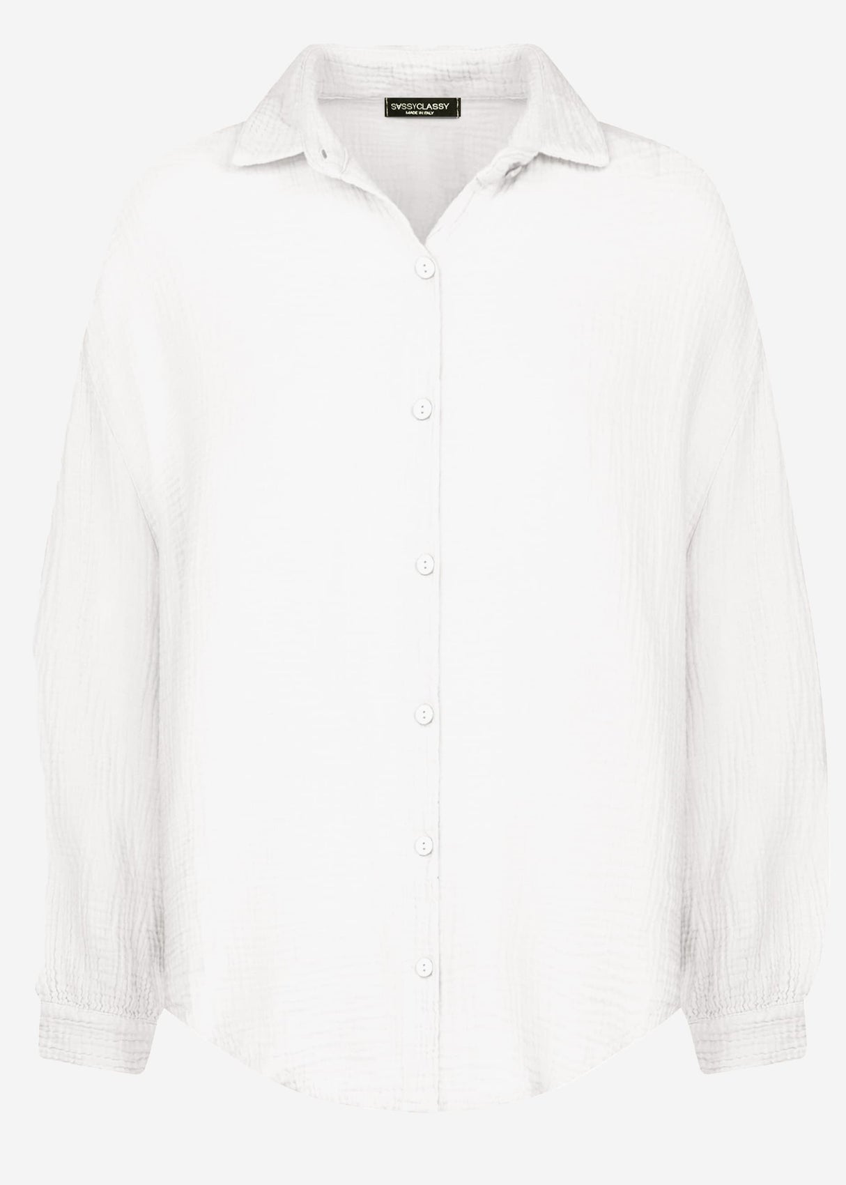 Musselin Bluse oversize, kurz, weiß
