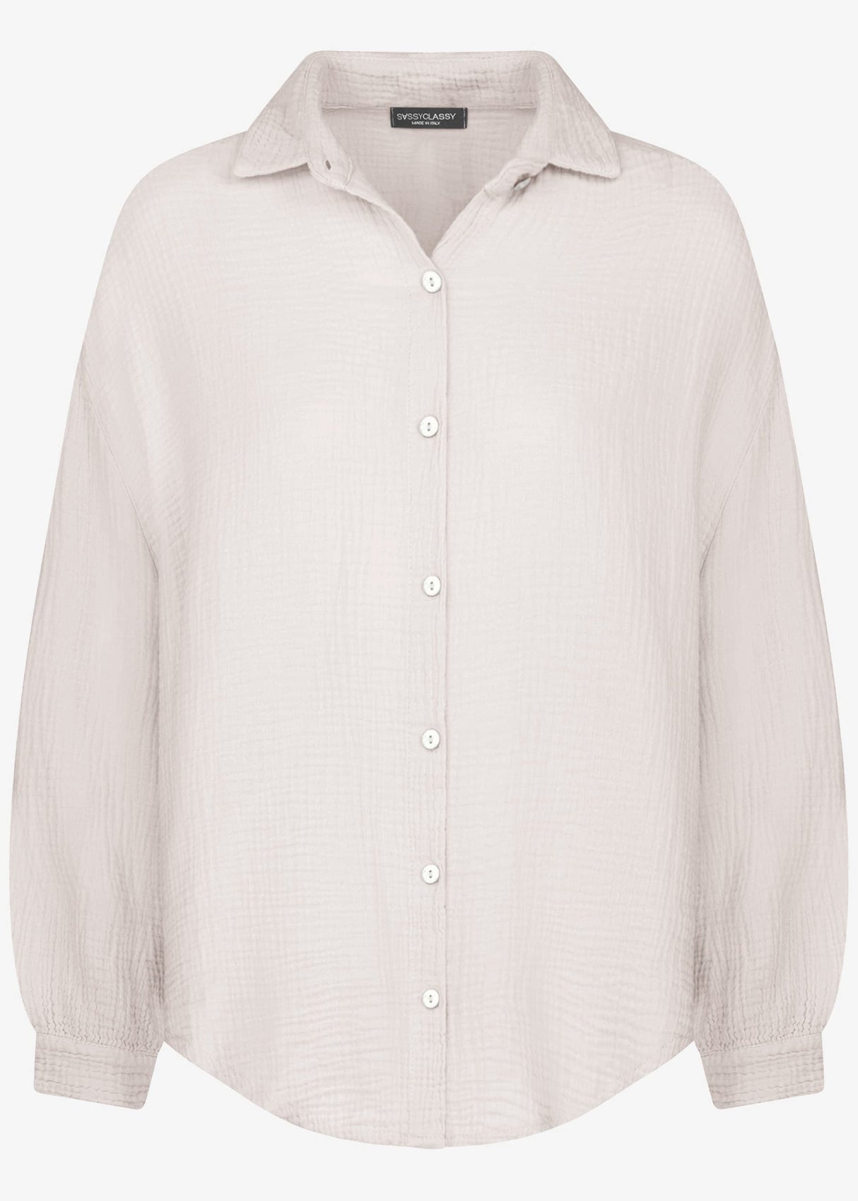 Muslin blouse oversize, short, light beige