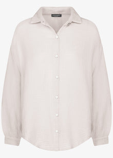 Musselin Bluse oversize, kurz - hellbeige