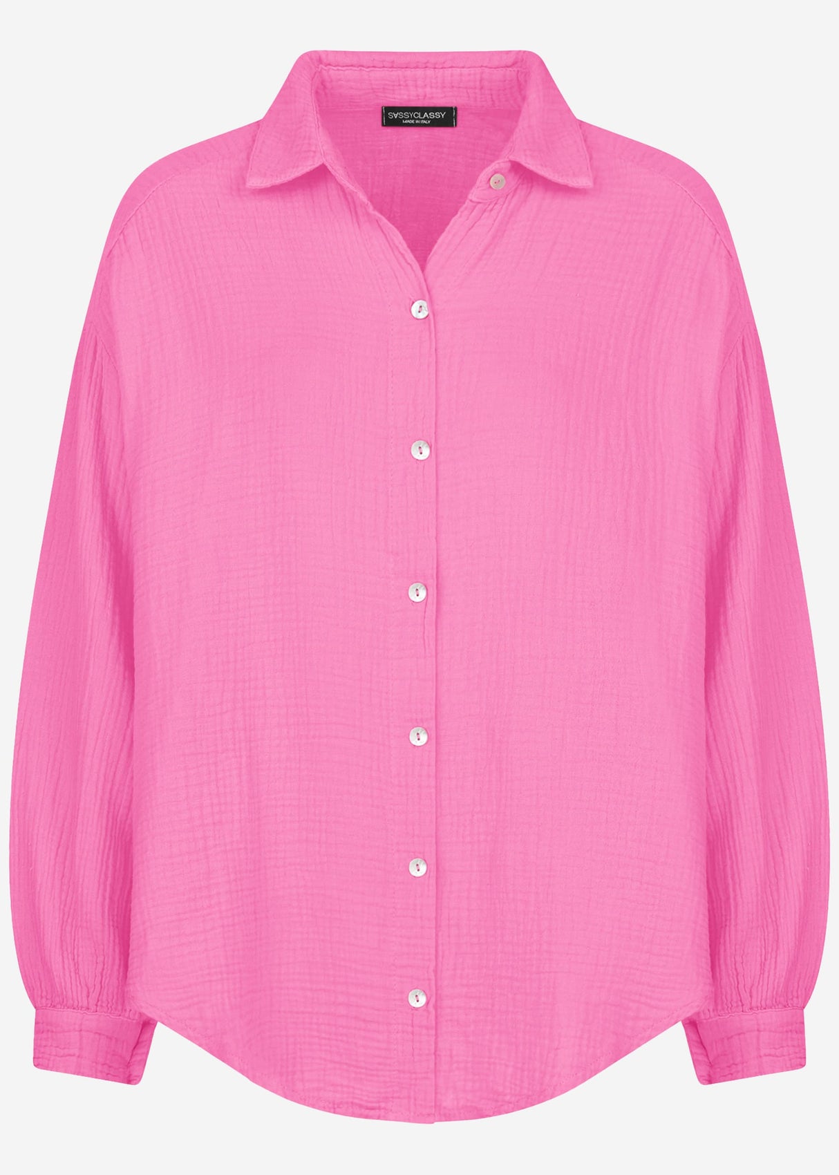 Musselin Bluse oversize, kurz, pink