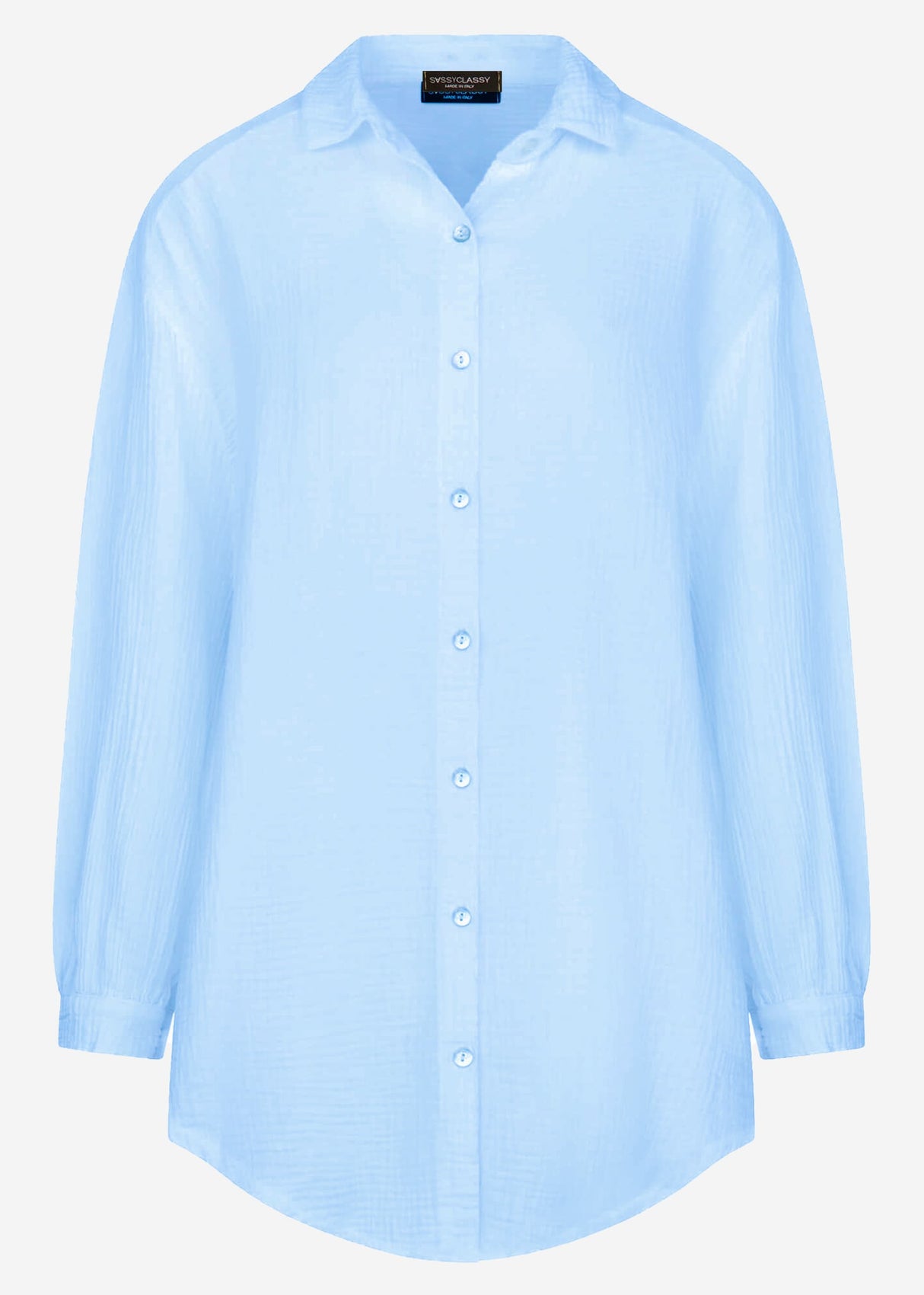 Musselin Bluse oversize, hellblau