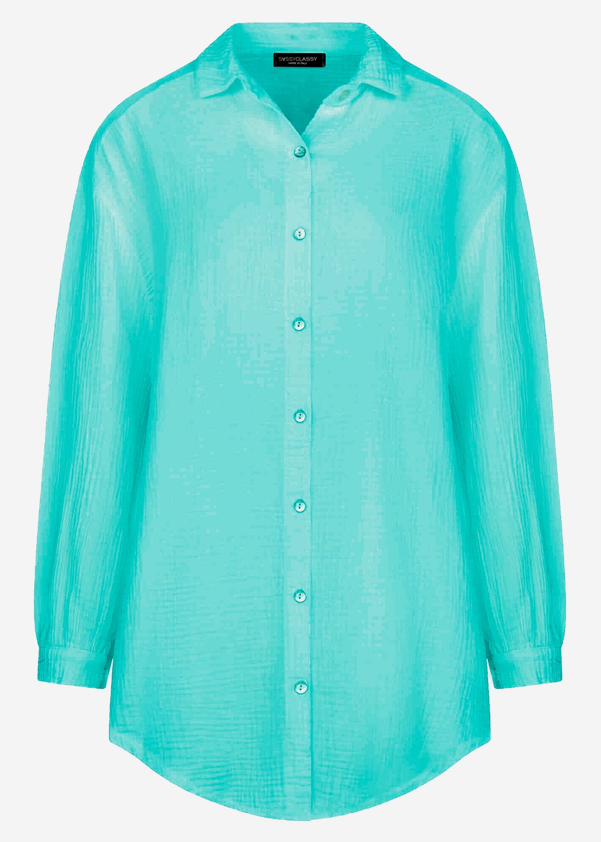 Muslin blouse oversize, turquoise
