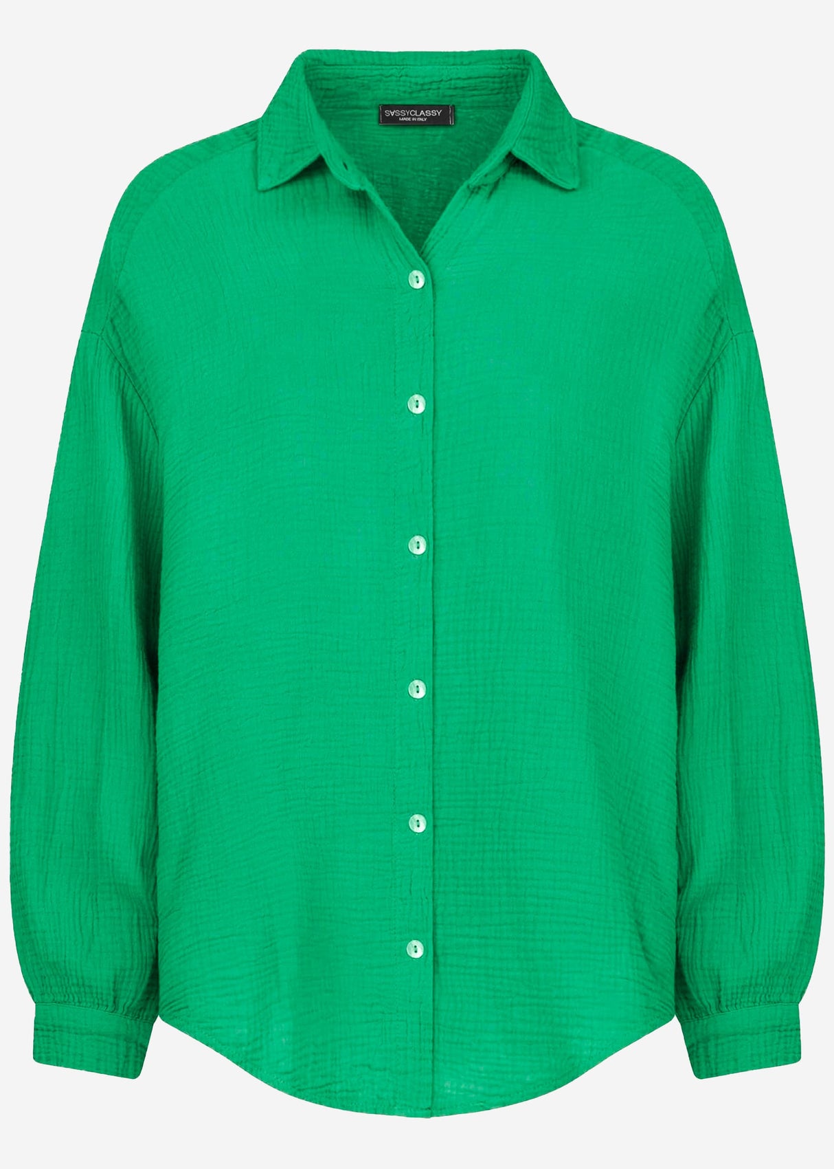 Musselin Bluse oversize, kurz, grün