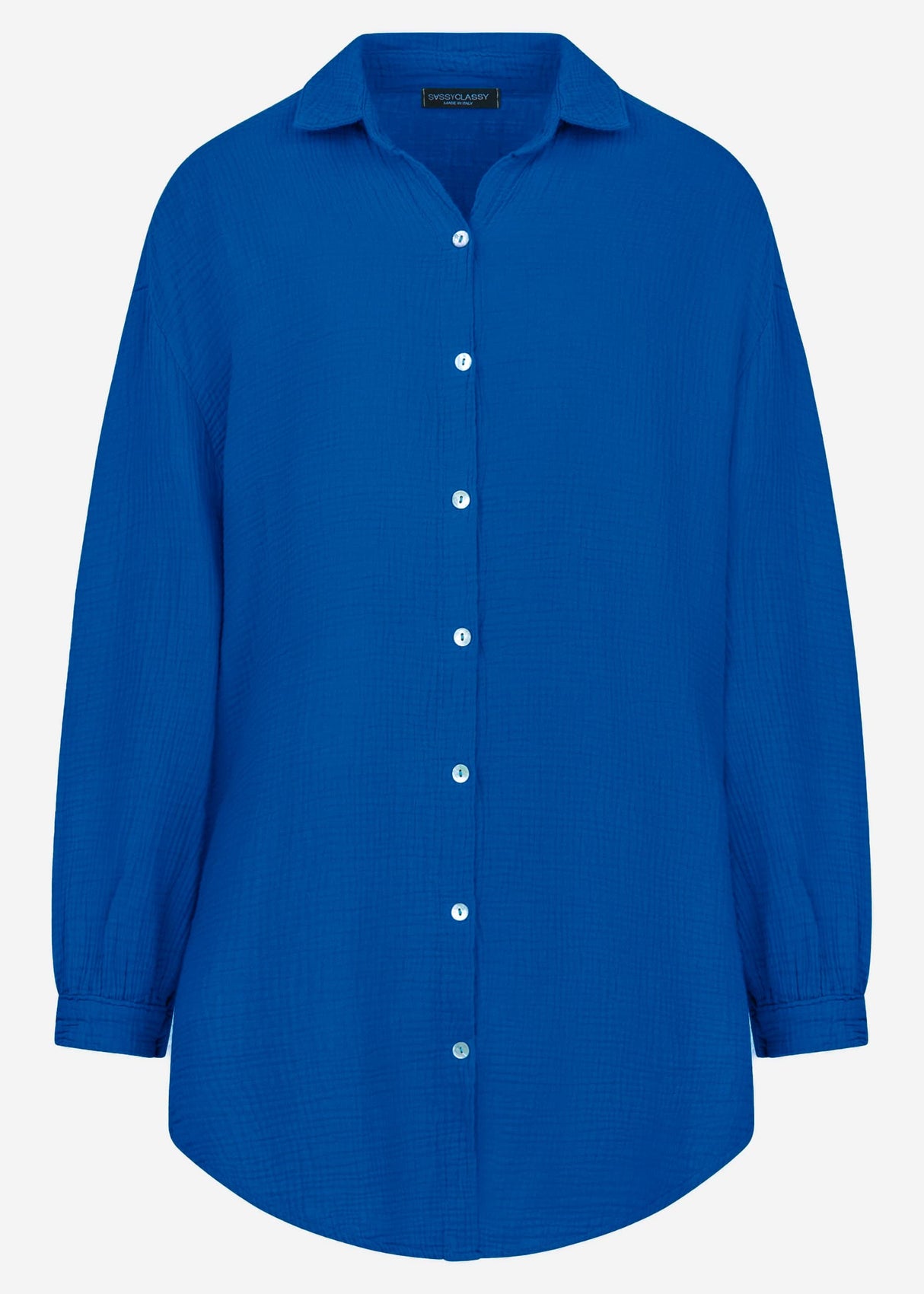 Musselin Bluse oversize, royalblau