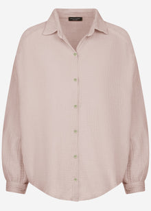 Musselin Bluse oversize, kurz - puderrosa