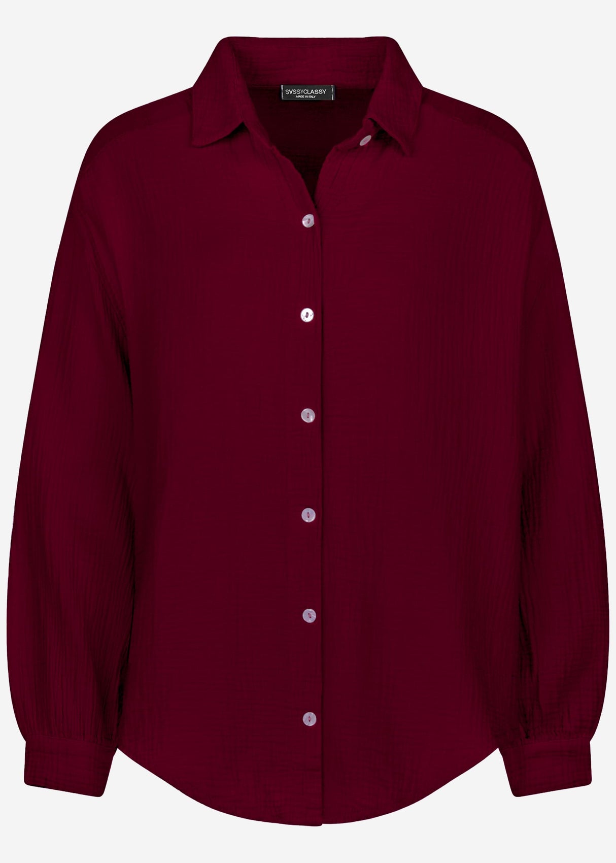 Musselin Bluse oversize, kurz, dunkelrot