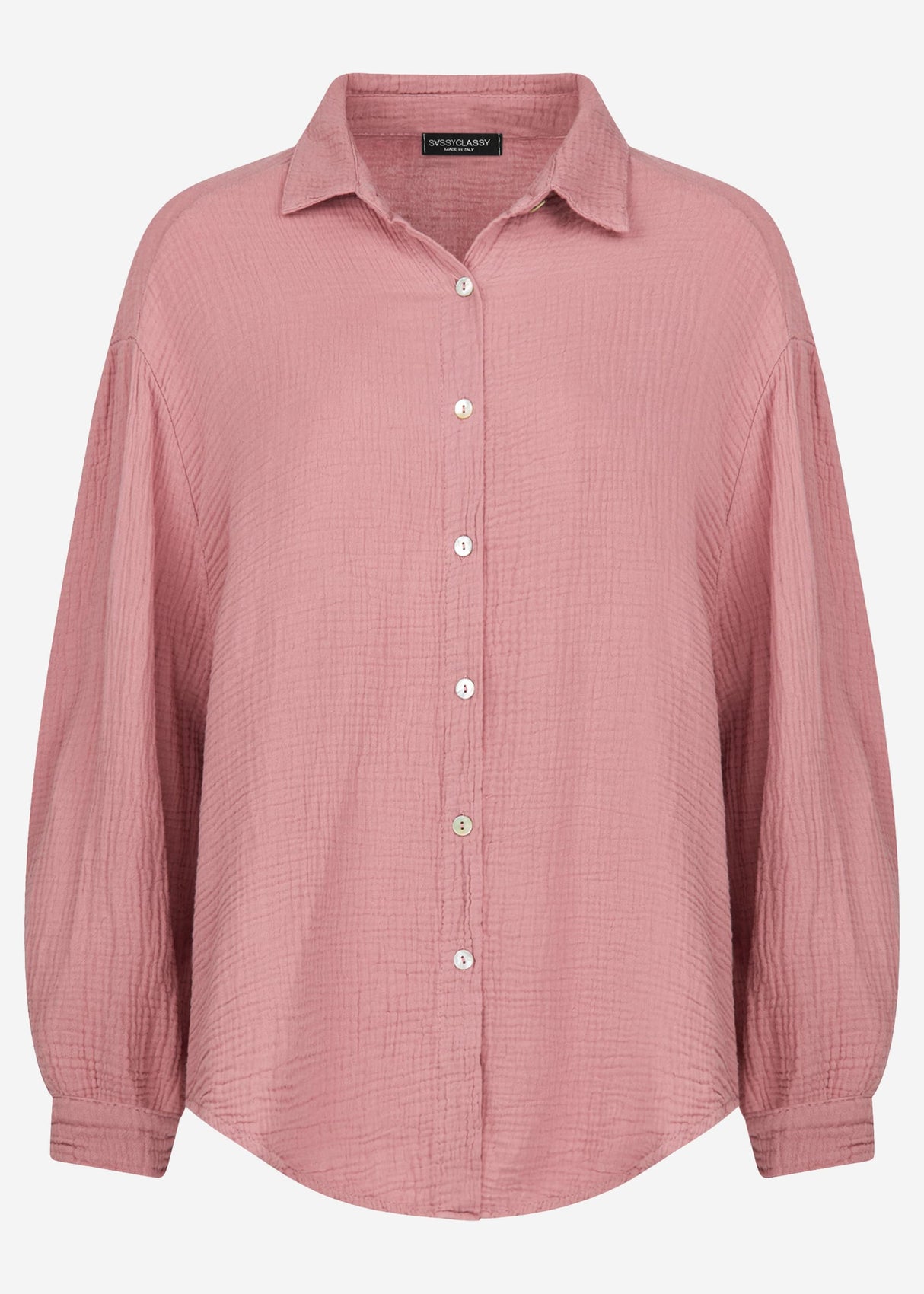 Musselin Bluse oversize, kurz, altrosa