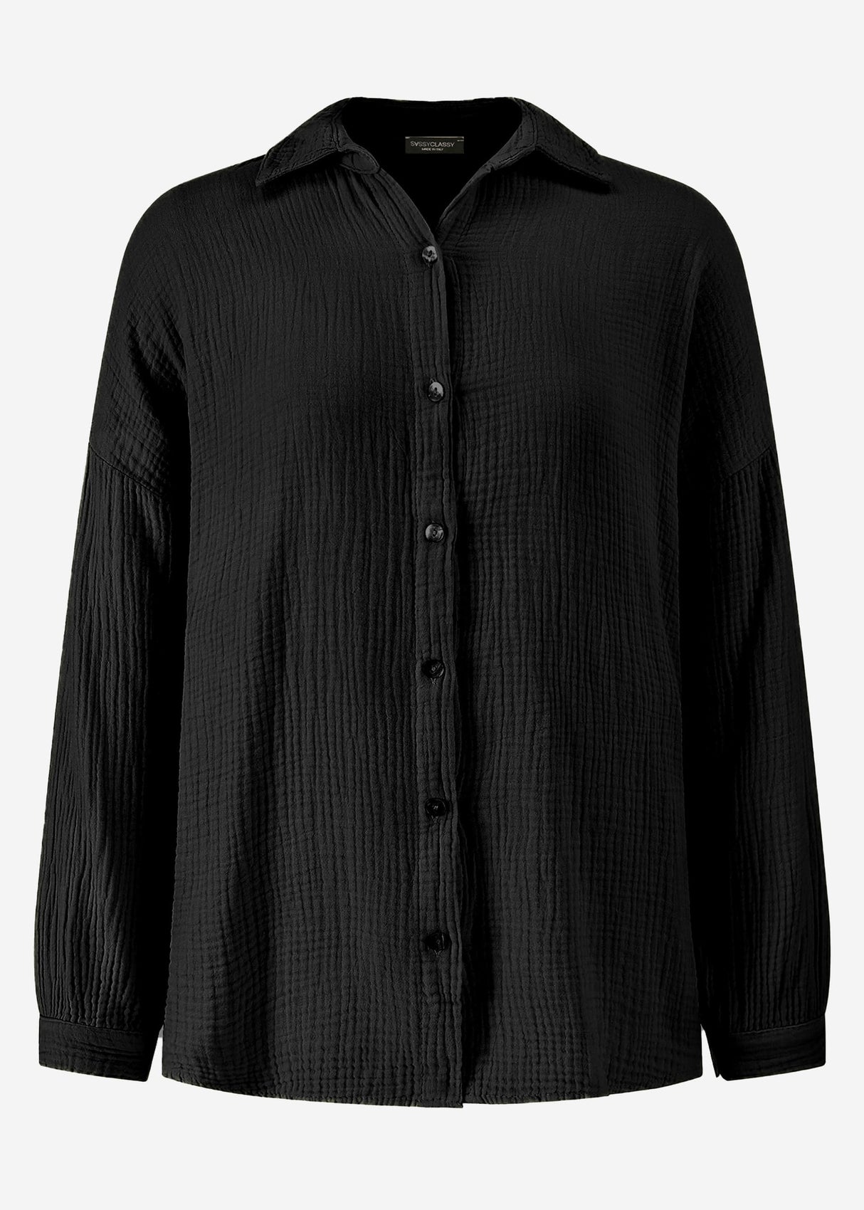 Musselin Bluse im Regular Fit - schwarz