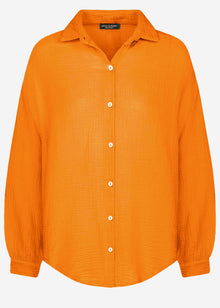 Musselin Bluse oversize, kurz - orange